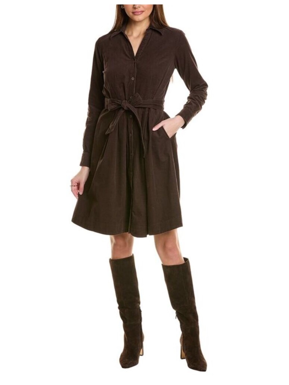 Brooks Brothers Corduroy brown belted dress